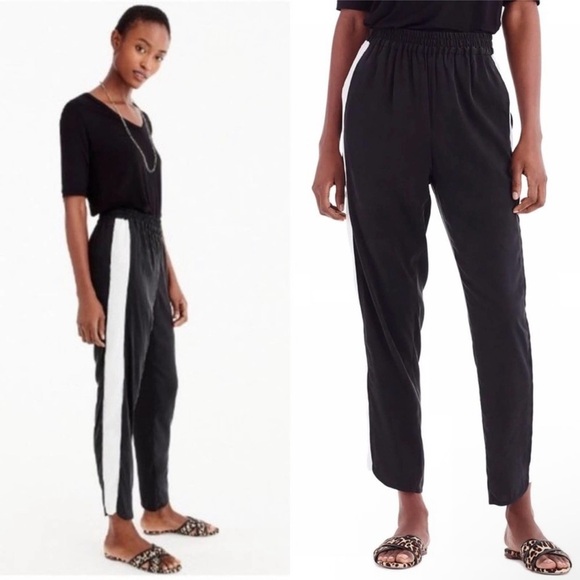 Universal Standard for J. Crew Black White Side Stripe Pant - Picture 1 of 9